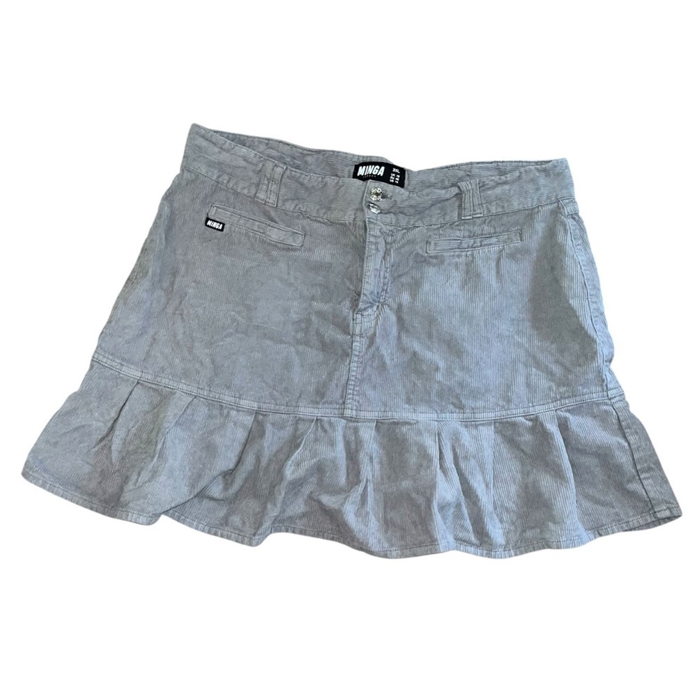 Y2K style pleated corduroy mini Minga London Women's Grey Skirt